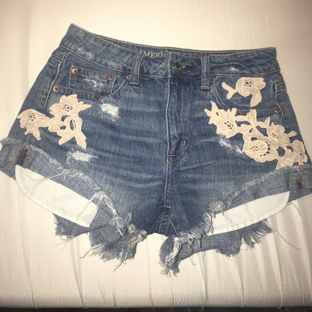 Floral embroidered AE shorts